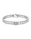 Lagos Sterling Silver Caviar Spark Pave Diamond Link Bracelet In Silver