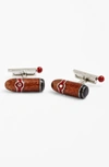 Link Up Cigar & Match Cuff Links In Silver/ Brown/ Red