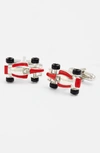 Link Up Race Car Cuff Links In Silver/ Red/ Black