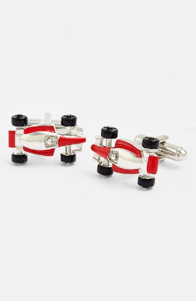 Link Up Race Car Cuff Links In Silver/ Red/ Black