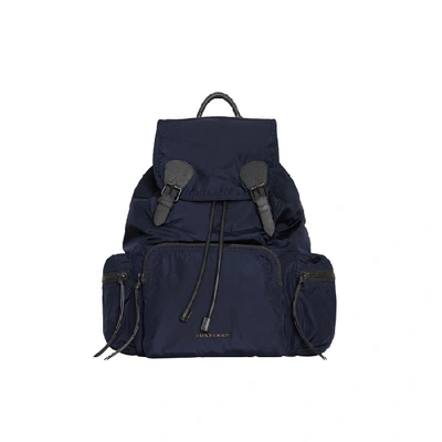 Burberry The Large Rucksack In Technical Nylon And Leather In Ink Blue