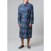 MENG MEN S NAVY PRINTED SILK TWILL DRESSING GOWN,2528830