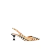 Burberry Checked Cotton-canvas Slingback Pumps In Neutrals