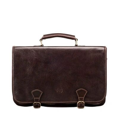 Maxwell Scott Bags Quality Brown Leather Business Satchel Bag For Men In Dark Chocolate Brown