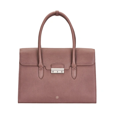 Maxwell Scott Bags Taupe Pebbled Leather Business Handbag For Women