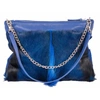 SHERENE MELINDA MULTIWAY SPRINGBOK LEATHER HANDBAG IN ROYAL BLUE WITH A FAN,3034118