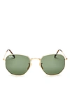 Ray Ban Ray-ban Unisex Icons Hexagonal Sunglasses, 54mm In Gold/green Solid