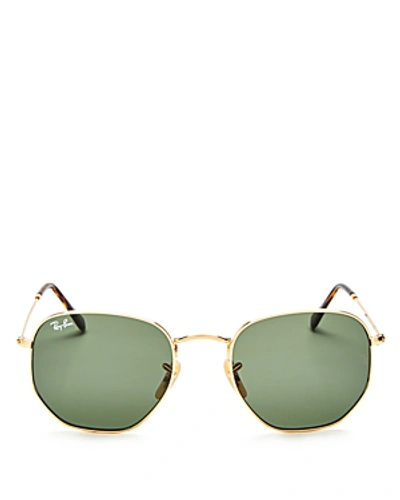 Ray Ban Ray-ban Unisex Icons Hexagonal Sunglasses, 54mm In Gold/green Solid