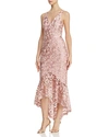 AVERY G SHIMMERY FLORAL-EMBROIDERED LACE DRESS,1515XBL