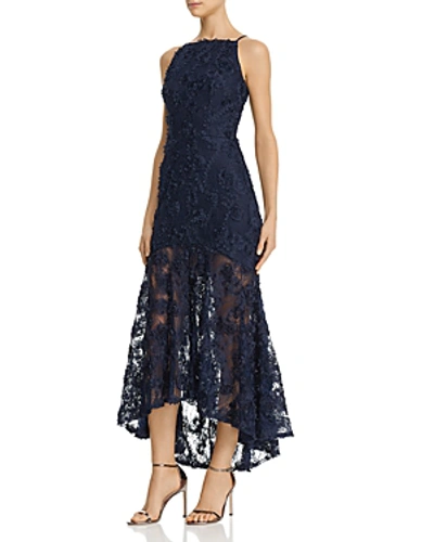 Avery G Floral-applique Maxi Dress In Navy