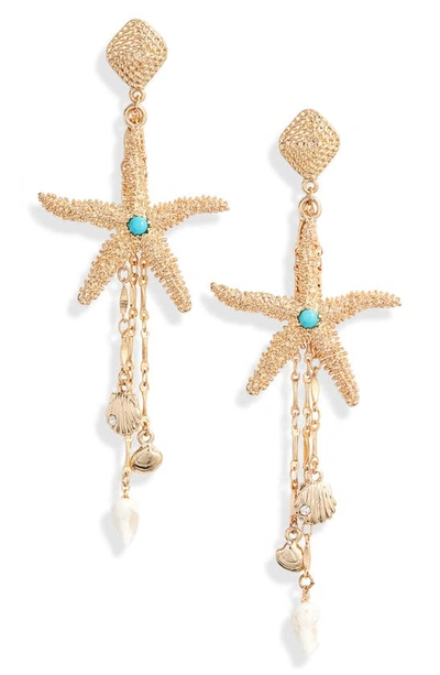 Ettika Starfish Seeker Drop Earrings In Gold