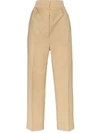 BURBERRY BURBERRY DOUBLE WAIST TROUSERS - BROWN