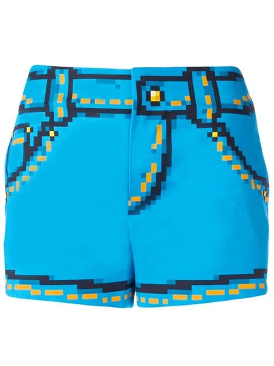 Moschino Cotton Stretch Shorts In Blue,yellow,black