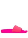 Msgm Slide Sandals With Micro Logo In Fuxia