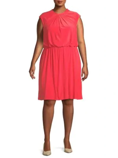 Adrianna Papell Plus Cap-sleeve Fit-&amp;-flare Dress In Geranium