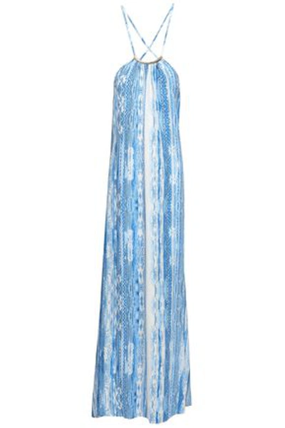 Melissa Odabash Sonia Snake-print Voile Maxi Dress In Light Blue
