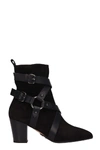 BALMAIN BLACK LEATHER AND SUEDE ANKLE BOOTS,10916695