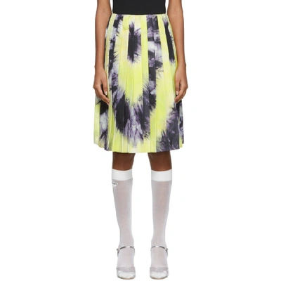 Prada Tie-dye Pleated Silk-satin Skirt In Multi