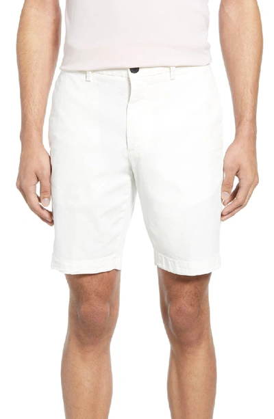 Theory Zaine Slim-fit Garment-dyed Stretch-cotton Twill Shorts In White