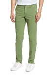 Incotex Flat Front Solid Stretch Cotton Chino Trousers In Green