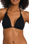 La Blanca Ruched Halter Bikini Top Women's Swimsuit In Black