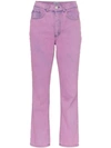 ASHLEY WILLIAMS ASHLEY WILLIAMS ASHLEY ACID WASH CROPPED JEANS - 紫色
