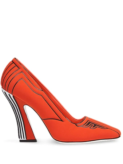 Fendi Freedom Fabric High-heel Pumps In Orange,black,white