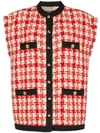 GUCCI SLEEVELESS BUTTON-DOWN TWEED JACKET