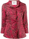 BAZAR DELUXE BAZAR DELUXE LEOPARD PATTERN FITTED JACKET - RED