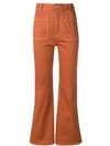 SEE BY CHLOÉ CONTRAST STITCH FLARED TROUSERS