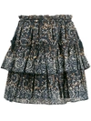 ULLA JOHNSON ULLA JOHNSON PATTERNED TIERED SKIRT - BLUE