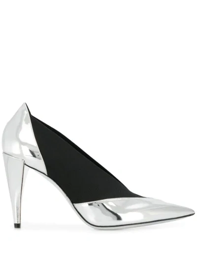 Givenchy Mirrored-leather And Elastic Pumps In Silver