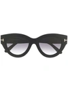 TOM FORD TOM FORD EYEWEAR 猫眼框太阳眼镜 - 黑色