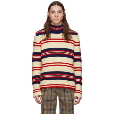 Gucci Striped Turtleneck Cotton And Wool-blend Jumper In Multicolor