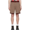 GUCCI GUCCI BURGUNDY KNIT GG SHORTS