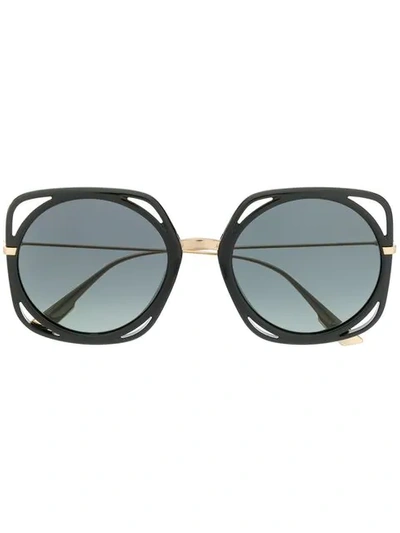 Dior Women's 56mm Direction Round Sunglasses In Black Gold/gray
