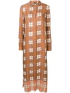 ANTONELLI ANTONELLI CHECKED SHIRT DRESS - 棕色