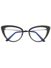 TOM FORD TOM FORD EYEWEAR CAT-EYE GLASSES - BLACK