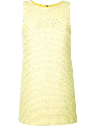 Alice And Olivia Clyde Sequin-embellished Neon Bouclé-tweed Mini Dress In Neon Yellow