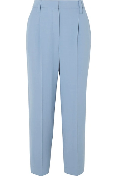 Brunello Cucinelli Cropped Wool-blend Trousers In Light Blue
