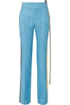 HAIDER ACKERMANN SATIN-TRIMMED LINEN AND SILK-BLEND STRAIGHT-LEG PANTS