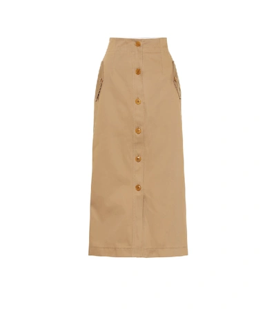 Givenchy Button-detailed Cotton-crepe Midi Skirt In Beige