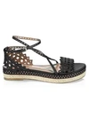 ALAÏA Laser Cut Leather Platform Espadrille Sandals