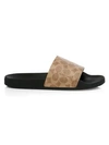 Coach Women's Signature Pvc Pool Slides In Tan