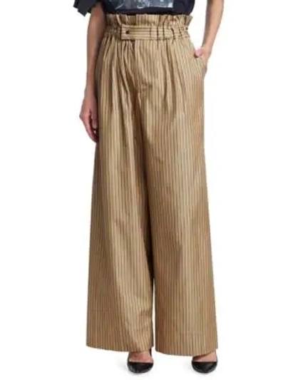 Tre By Natalie Ratabesi Louise Pinstriped Wide Leg Pants In Tan