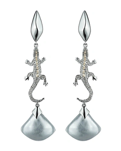 Alexis Bittar Crystal Encrusted Lizard Clip Earrings In Silver
