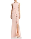 Eliza J Sleeveless Cascading-ruffle Gown In Blush