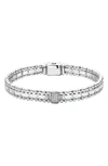 Lagos Sterling Silver Caviar Spark Pave Diamond Link Bracelet In Silver/ Diamond