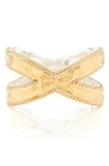 ANNA BECK HAMMERED CROSS RING,4226R-GLD