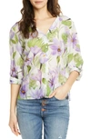 ALICE AND OLIVIA COLBY FLORAL PRINT SILK BLEND BLOUSE,CC904P92004